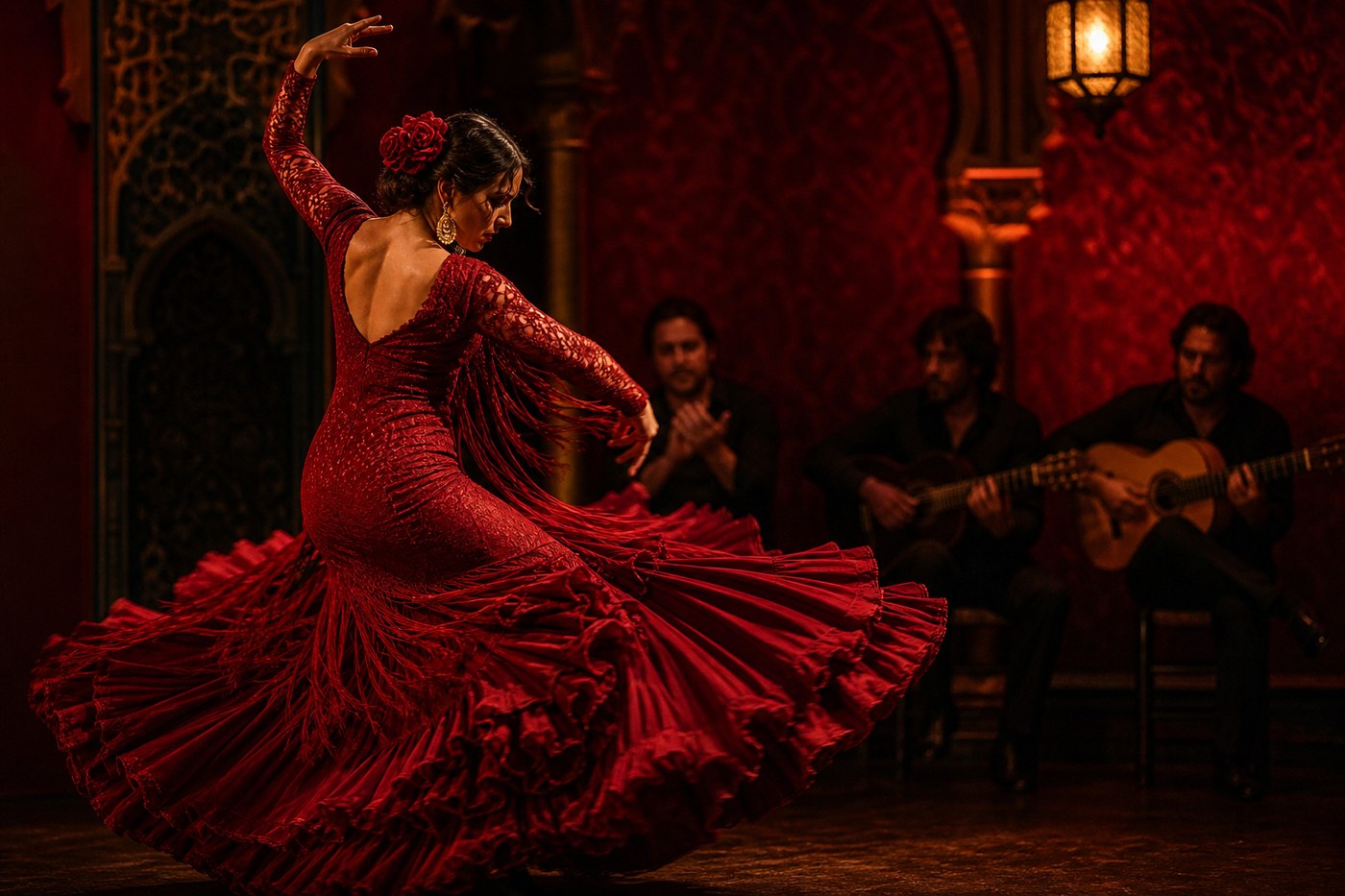 Bailaora de flamenco en escenario
